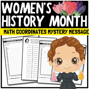Preview of ❤️ Womens History Month bulletin board Math Activities Coordinate Graphing ❤️