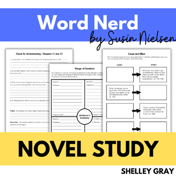 Preview of Word Nerd by Susin Nielsen - Novel Study with Graphic Organizers & Comprehension