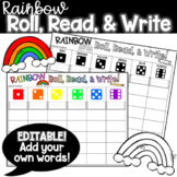 *Word Work* Rainbow Roll, Read, & Write Worksheet (EDITABL
