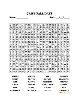 (Word search) Crisp fall days by Studio411 | TPT