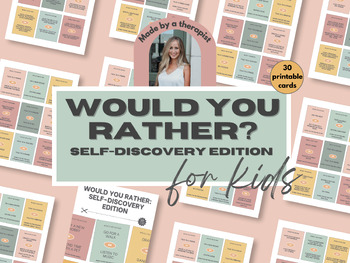 Preview of 'Would You Rather' Self-Discovery Edition, Printable Cards for Kids