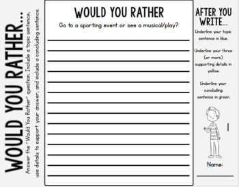 "Would You Rather" Writing Prompts SECOND EDITION: Grades 3-6 | TpT