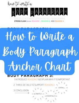 Preview of (Writing) How to Write a Body Paragraph Anchor Chart