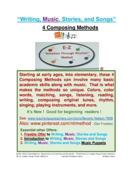 Preview of "Writing, Music, Story and Songs" 4 Composing Methods