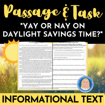 Preview of "Yay or Nay on Daylight Saving Time?" Reading Passage & Comprehension Task FREE