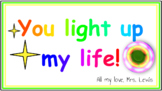 "You Light up My Life" card end-of-year gift (light up fid