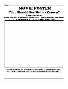 “You Should See Me in a Crown” Leah Johnson MOVIE POSTER & HOOK WORKSHEET