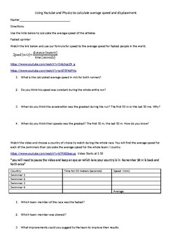Preview of "Youtube Olympic Physics" average speed and velocity