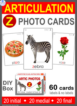 Preview of */Z/ Articulation 60 Photo Flash Cards : Speech Therapy