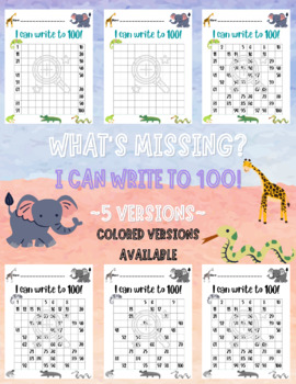 Preview of ~ZOO~ Numbers to 100 - What's Missing? Before/After, Recognition, Skip Counting