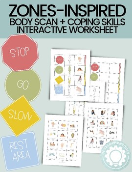 Preview of ** Zones of Self Regulation Body Scan + Coping Skills Chart, No-Prep Version **