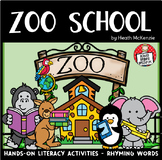"Zoo School" - rhyming words - interactive activities