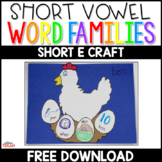 "_en Hen" Short E CVC Word Family Craft FREEBIE