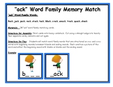 "ack" Word Family Memory Matching Game