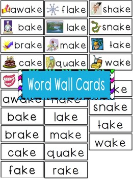 -ake Word Family Flipbook, Word Wall Cards and Data Tracking Sheets!
