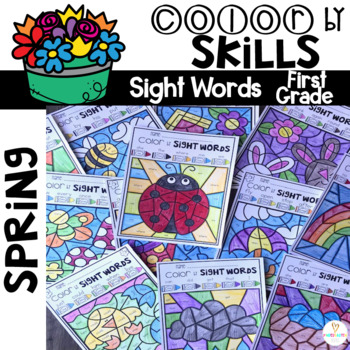 Preview of Spring Color by Code Sight Words First Grade EDITABLE