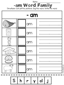 -am word family worksheet (FREEBIE) by Cross Does Kinder | TPT
