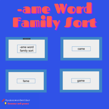 Preview of -ame Word Family Sort