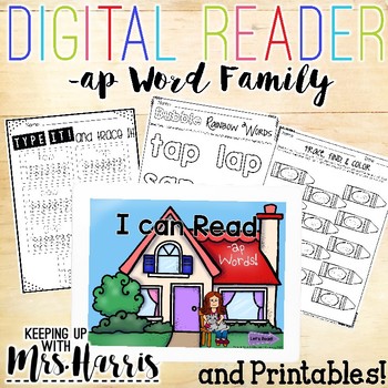 Preview of -ap Word Family Digital Reader and Printables (FREE)