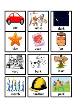Preview of -ar phonics rule Picture Word Card Sort