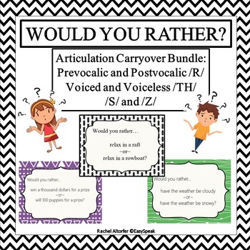 Preview of Would You Rather Articulation Carryover Bundle R S Z TH (includes BOOM cards)