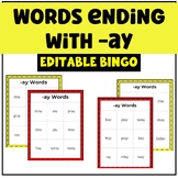 Vocabulary BINGO K-Gr 2 | Words ending with -ay Review | E