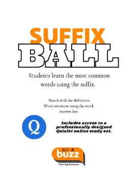 Preview of ....ball - Suffix Vocabulary Worksheet. Academic. ESL. EFL.