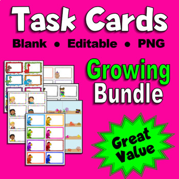 Preview of Printable, Editable Blank Task Card Template Bundle