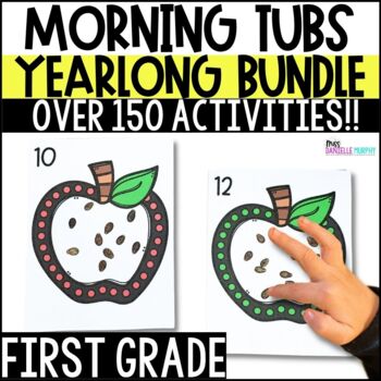 Preview of First Grade Morning Tubs or Bins Yearlong MEGA Bundle