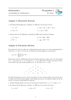 Preview of Übungsblatt #03 Mathematik 1: Ausmultiplizieren und Faktorisieren