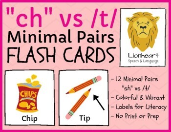 Preview of "ch" vs /t/ - minimal pairs - teletherapy & distance learning