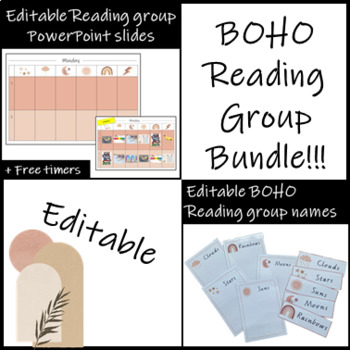 Preview of Editable Boho reading group names and powerpoint slides