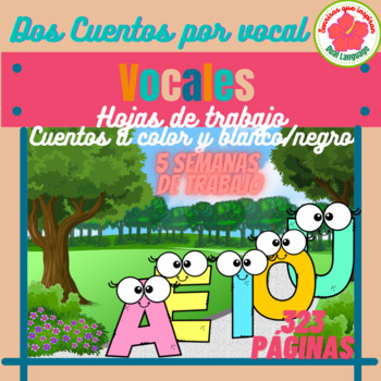 Preview of Las Vocales a e i o u Spanish Vowels Bundle trazar colorear