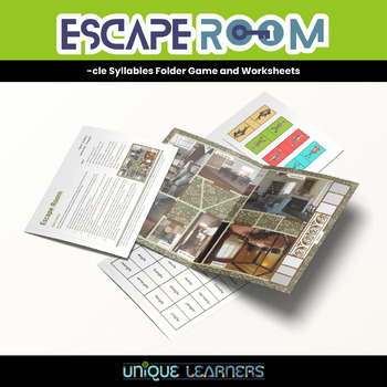 Preview of Escape Room | -cle Syllable Folder Game and Worksheet