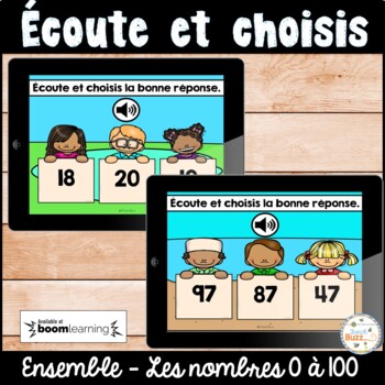 Preview of Écoute et choisis - Ensemble - Les nombres 0-100 - Cartes Boom - French Numbers