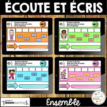 Preview of Écoute et écris - Ensemble - Boom Cards - French Listen and Write Bundle