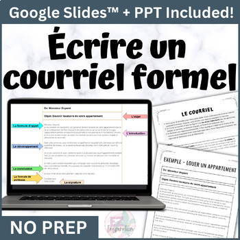 Preview of Écrire un e-mail formel - Courriel - Writing a Formal Email in French Lesson