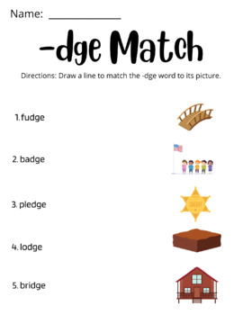 Preview of -dge Picture Match