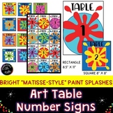 Art Classroom Decor!Éditable Table Number Signs!Bright "Pa