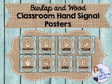 Burlap and Wood Class Hand Signal Posters