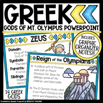 Preview of Greek Mythology: Gods of Mt Olympus Presentation & Graphic Organizer