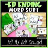 -ed Ending Sounds Sort Word & Pictures (d, t, id) Activity