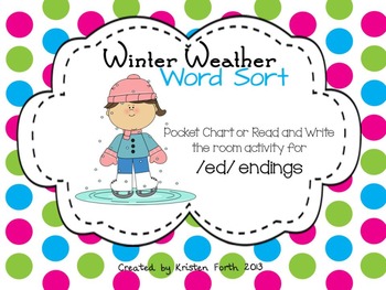 Preview of -ed endings Winter Weather Word Sort FREEBIE