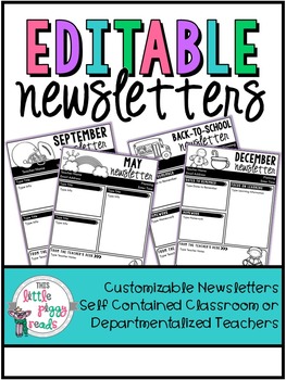 Preview of {editable} Monthly Classroom Newsletters