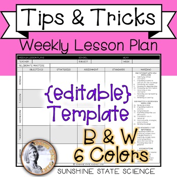 Preview of {editable} Weekly Lesson Plan Template