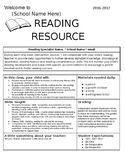 *editable* reading resource intervention syllabus/ letter 