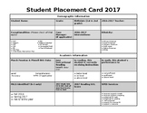 *editable* student placement card/ student data card