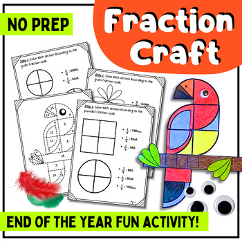 Preview of ❤️  end of the year activities Fraction math craft fraction craftivity Review
