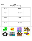 -ew and -ue word family worksheets