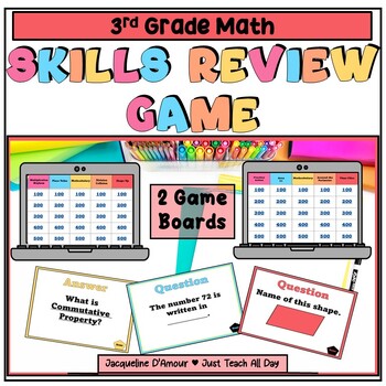 Preview of Grade 3 Skills Review Jeopardy Game - Multiplication, Division, Vocabulary - FL